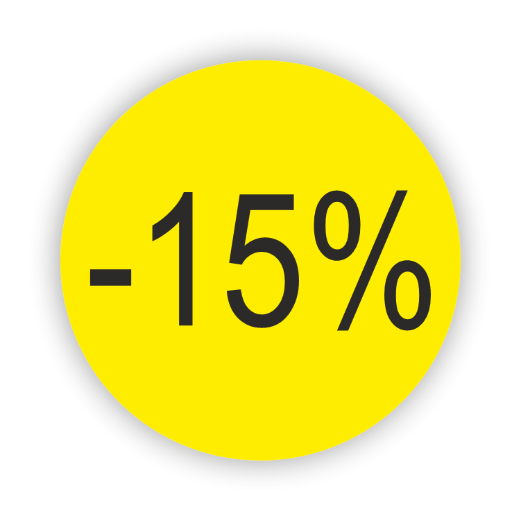 Geel cirkel -15% korting